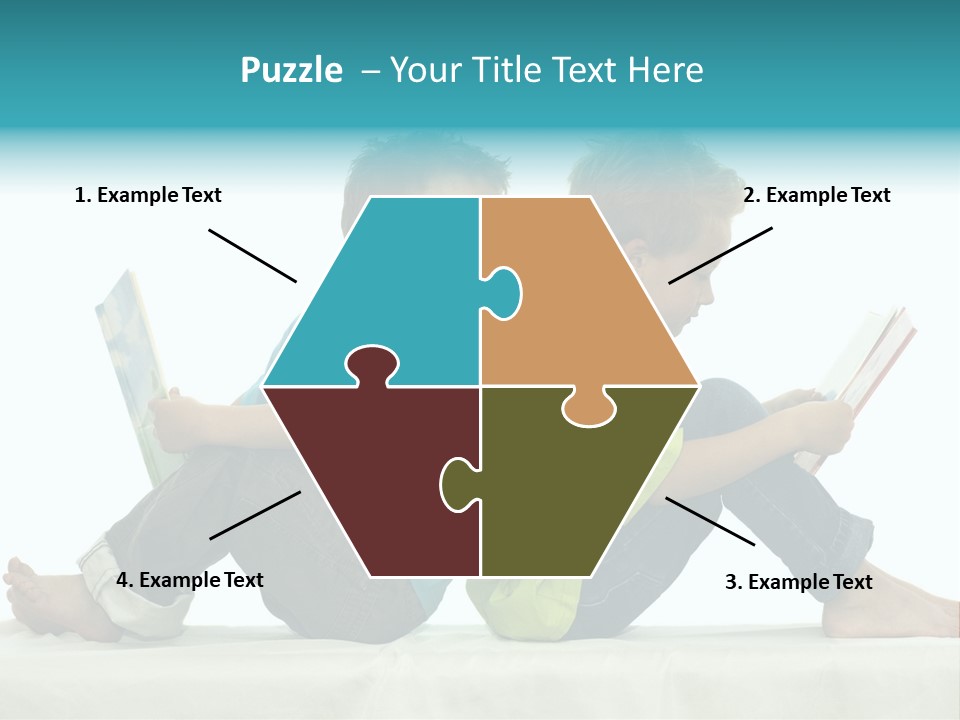 Two Friends Reading A Book, One Boy Looks At The Book Of The Other, Laughing. PowerPoint Template