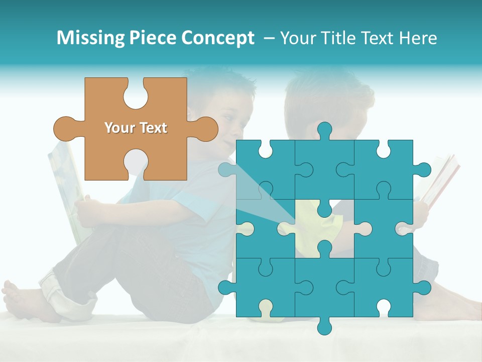 Two Friends Reading A Book, One Boy Looks At The Book Of The Other, Laughing. PowerPoint Template