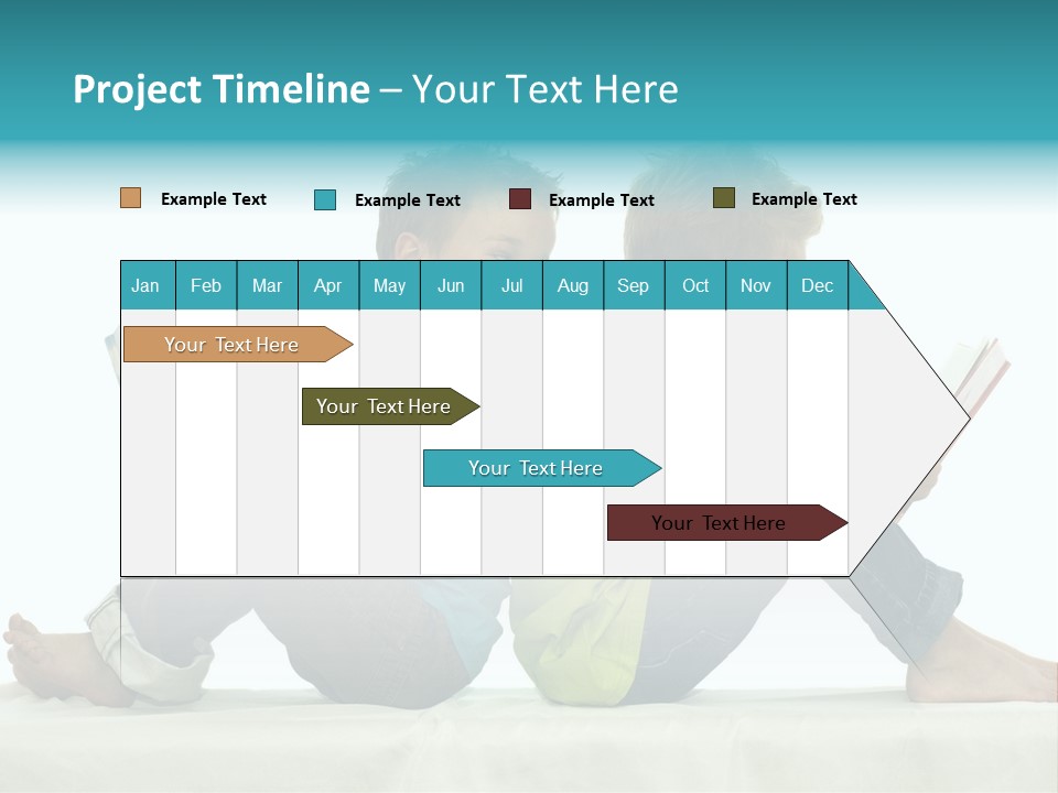 Two Friends Reading A Book, One Boy Looks At The Book Of The Other, Laughing. PowerPoint Template