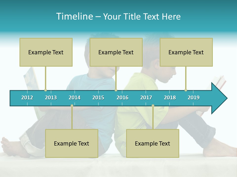 Two Friends Reading A Book, One Boy Looks At The Book Of The Other, Laughing. PowerPoint Template