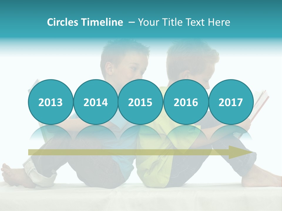 Two Friends Reading A Book, One Boy Looks At The Book Of The Other, Laughing. PowerPoint Template