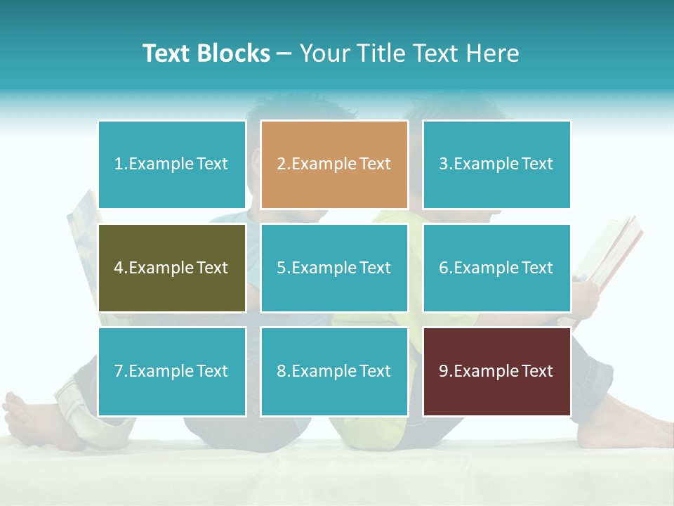 Two Friends Reading A Book, One Boy Looks At The Book Of The Other, Laughing. PowerPoint Template