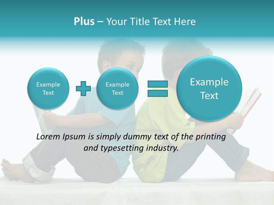 Two Friends Reading A Book, One Boy Looks At The Book Of The Other, Laughing. PowerPoint Template