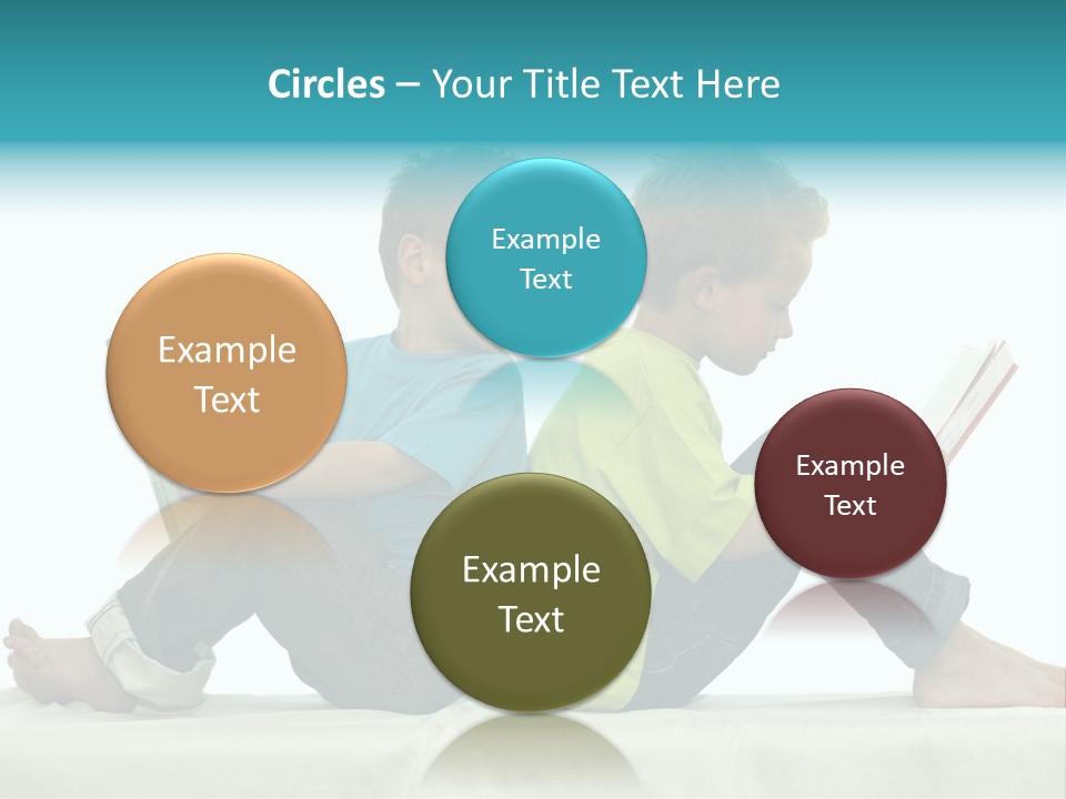 Two Friends Reading A Book, One Boy Looks At The Book Of The Other, Laughing. PowerPoint Template