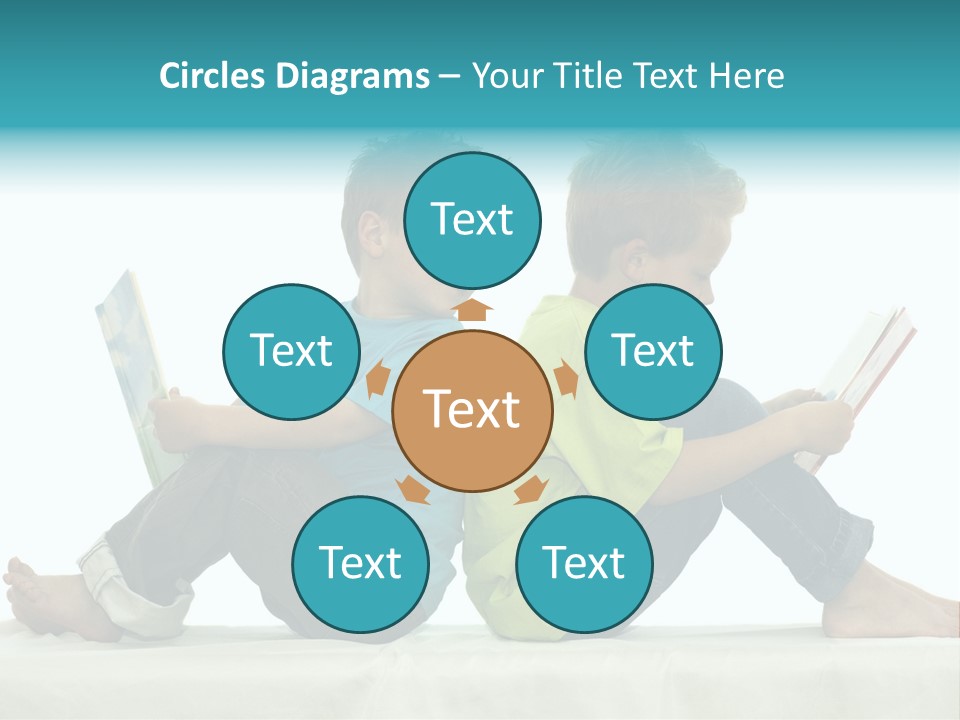 Two Friends Reading A Book, One Boy Looks At The Book Of The Other, Laughing. PowerPoint Template