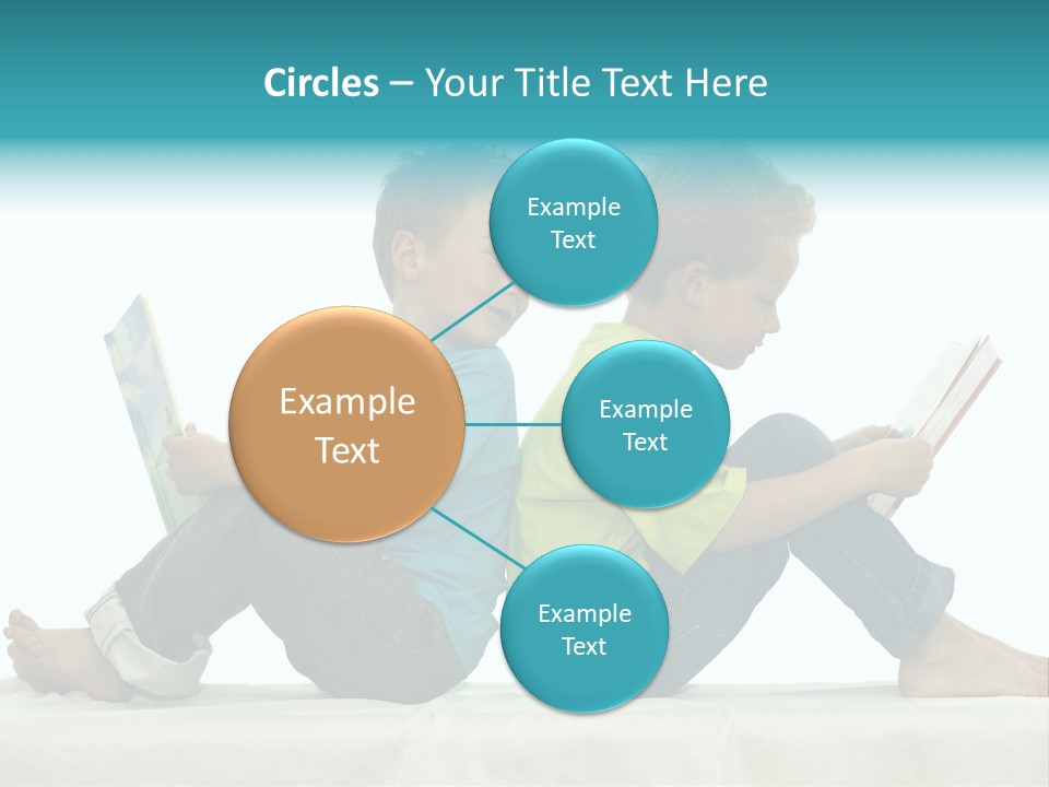 Two Friends Reading A Book, One Boy Looks At The Book Of The Other, Laughing. PowerPoint Template