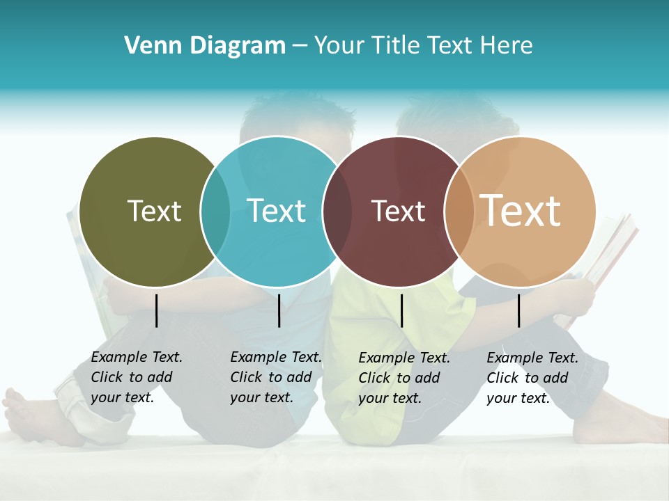 Two Friends Reading A Book, One Boy Looks At The Book Of The Other, Laughing. PowerPoint Template