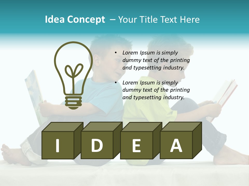 Two Friends Reading A Book, One Boy Looks At The Book Of The Other, Laughing. PowerPoint Template