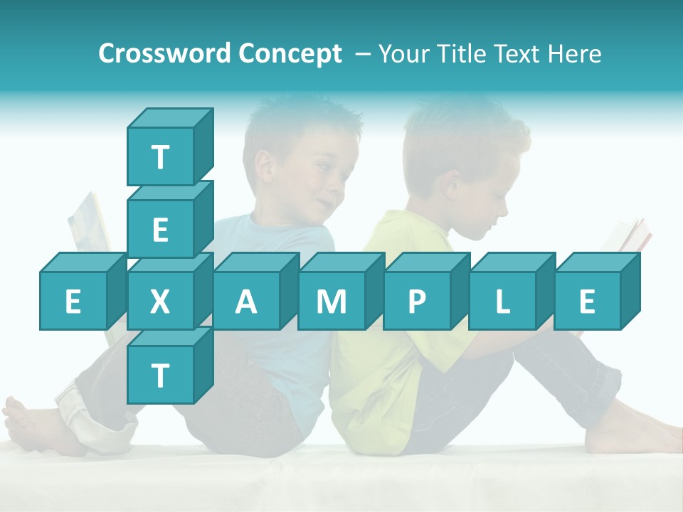 Two Friends Reading A Book, One Boy Looks At The Book Of The Other, Laughing. PowerPoint Template