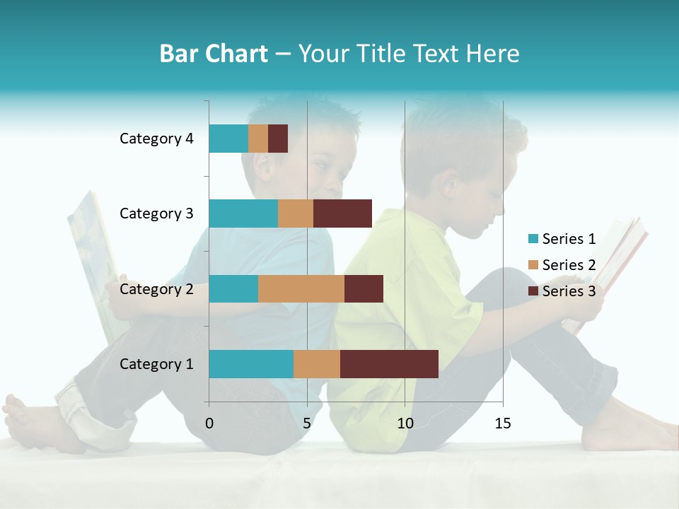 Two Friends Reading A Book, One Boy Looks At The Book Of The Other, Laughing. PowerPoint Template