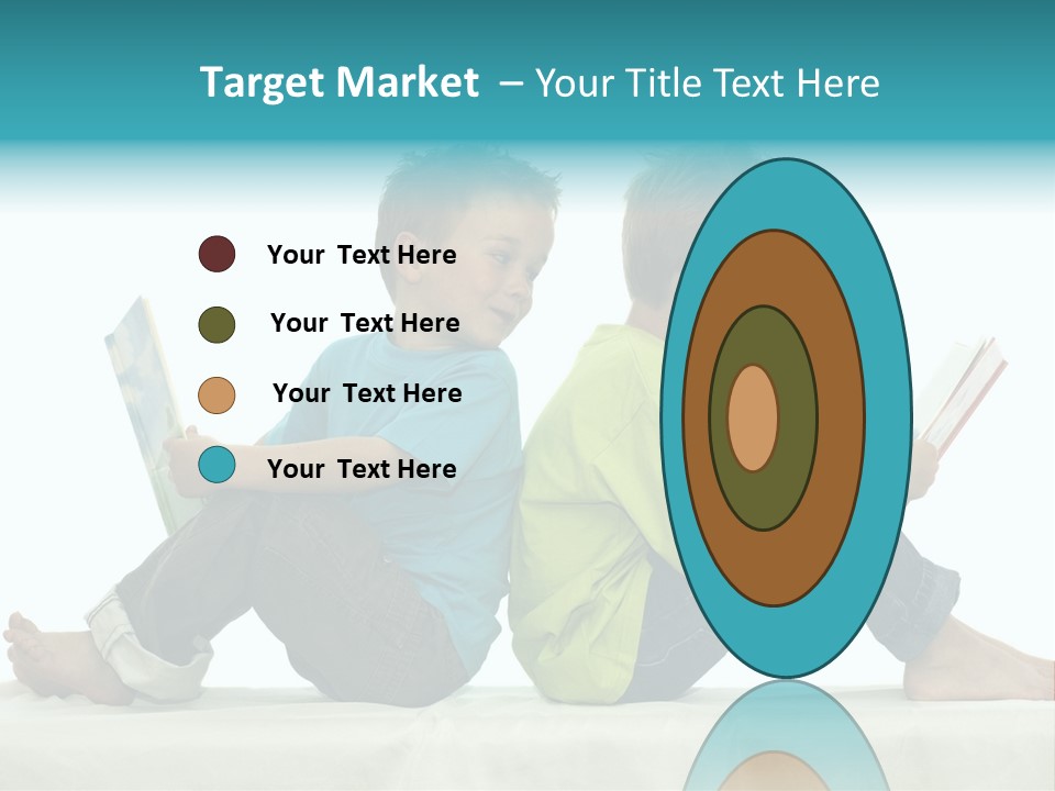 Two Friends Reading A Book, One Boy Looks At The Book Of The Other, Laughing. PowerPoint Template