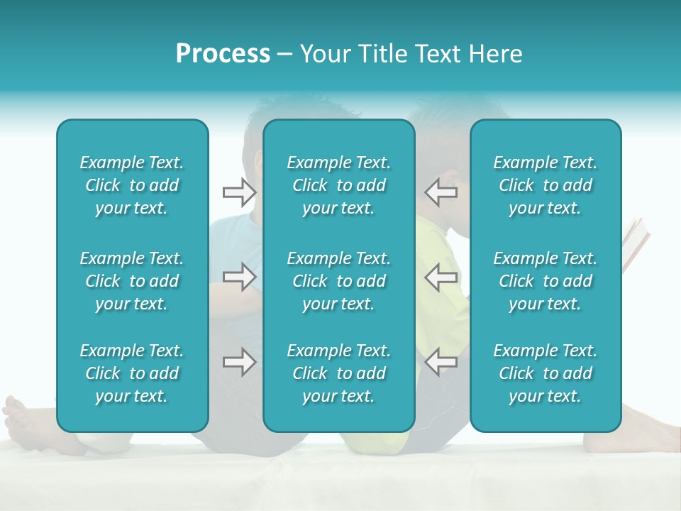 Two Friends Reading A Book, One Boy Looks At The Book Of The Other, Laughing. PowerPoint Template