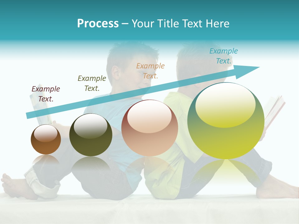Two Friends Reading A Book, One Boy Looks At The Book Of The Other, Laughing. PowerPoint Template