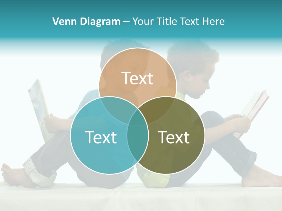 Two Friends Reading A Book, One Boy Looks At The Book Of The Other, Laughing. PowerPoint Template