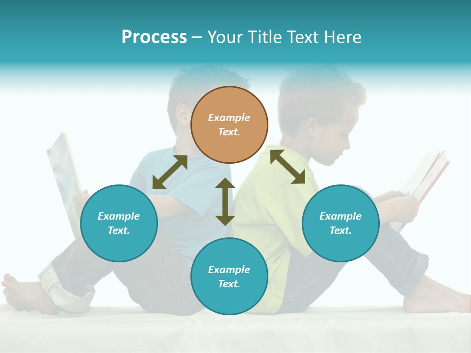 Two Friends Reading A Book, One Boy Looks At The Book Of The Other, Laughing. PowerPoint Template