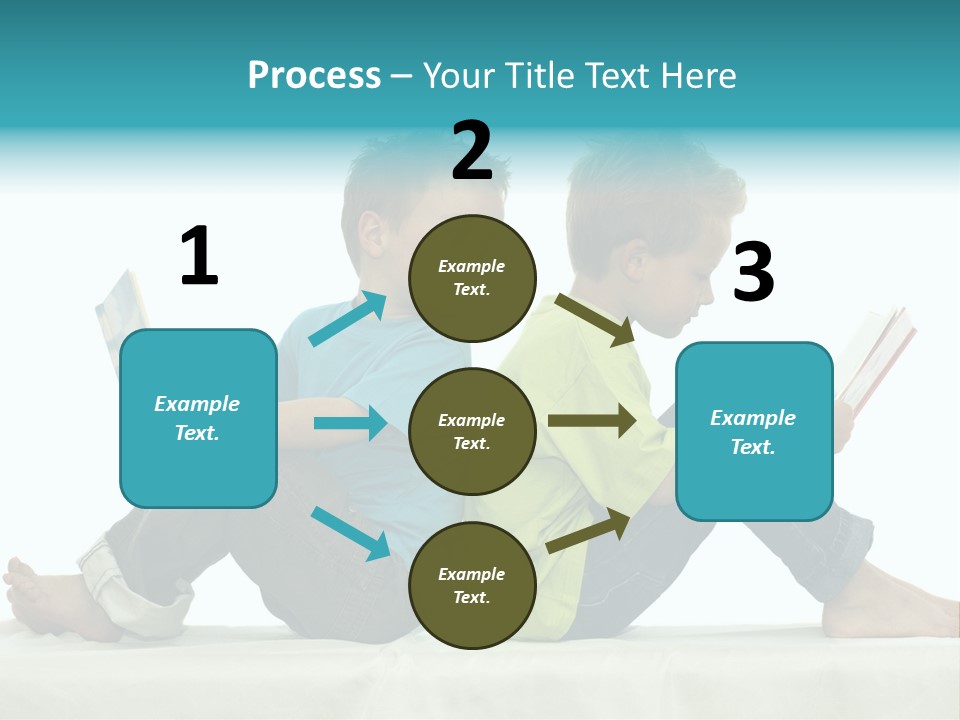 Two Friends Reading A Book, One Boy Looks At The Book Of The Other, Laughing. PowerPoint Template