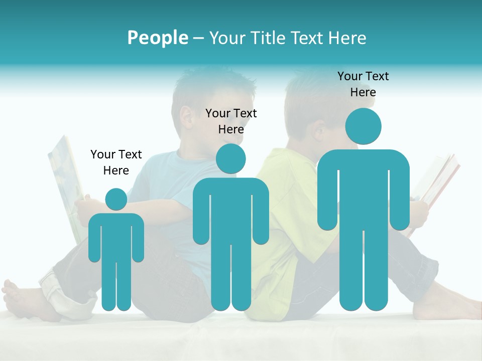 Two Friends Reading A Book, One Boy Looks At The Book Of The Other, Laughing. PowerPoint Template