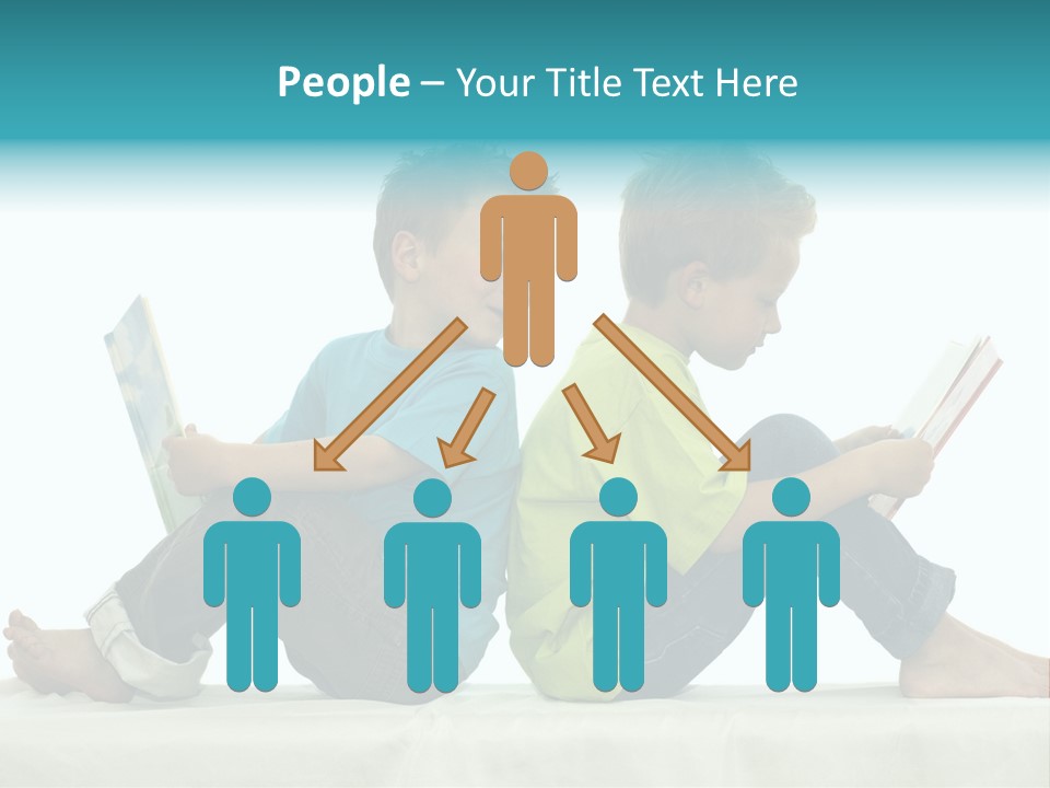 Two Friends Reading A Book, One Boy Looks At The Book Of The Other, Laughing. PowerPoint Template