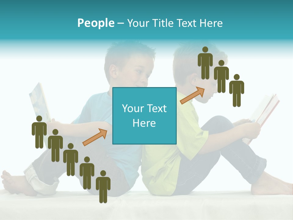 Two Friends Reading A Book, One Boy Looks At The Book Of The Other, Laughing. PowerPoint Template