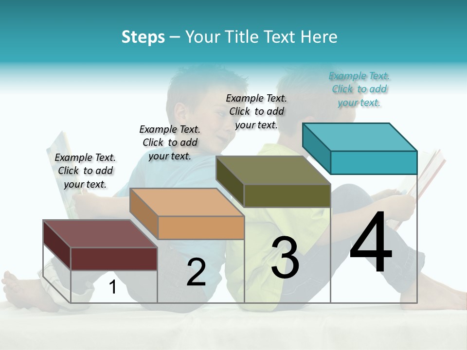 Two Friends Reading A Book, One Boy Looks At The Book Of The Other, Laughing. PowerPoint Template