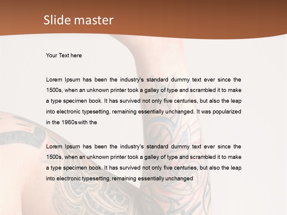 Tattoo On Arm Grey Background PowerPoint Template
