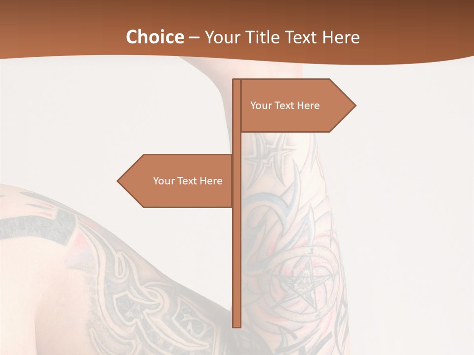 Tattoo On Arm Grey Background PowerPoint Template