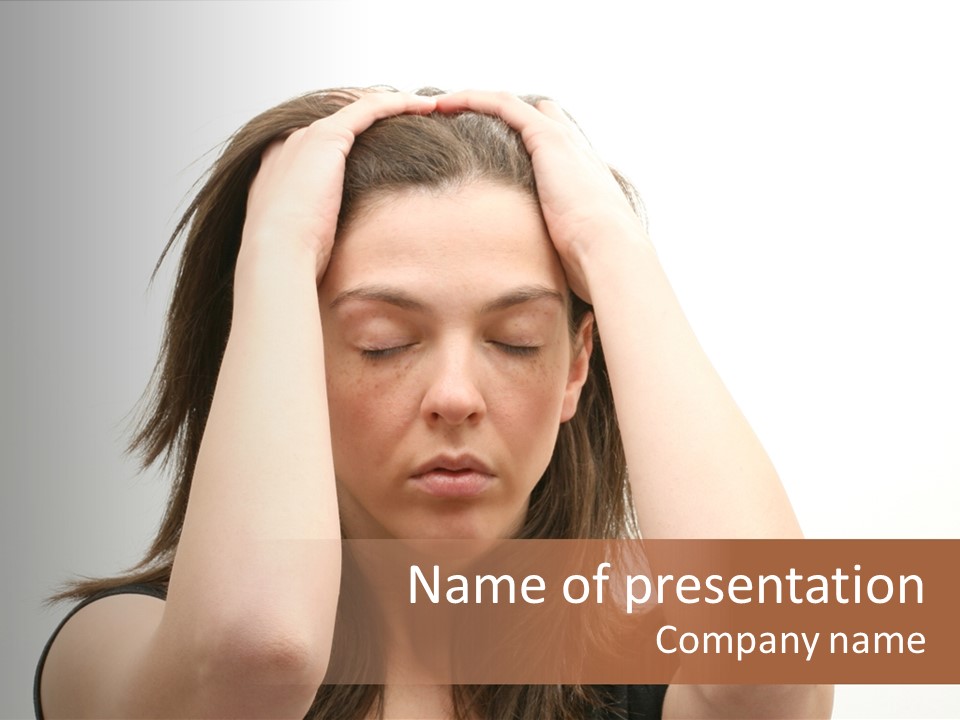 Woman With A Headache Over White Background PowerPoint Template