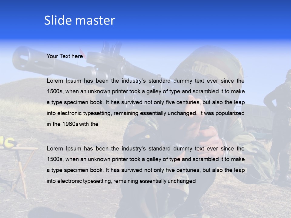 Real Camouflaged Soldier Aiming. PowerPoint Template