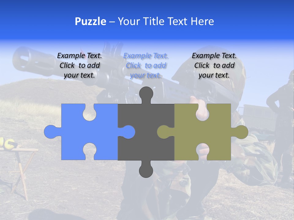 Real Camouflaged Soldier Aiming. PowerPoint Template