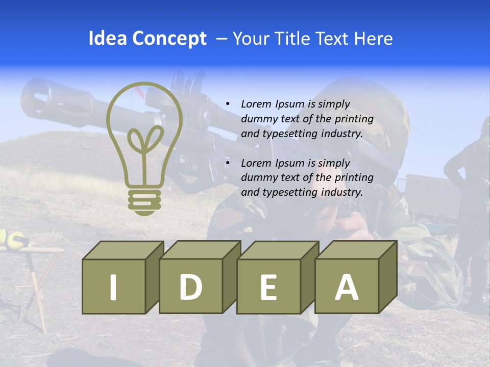 Real Camouflaged Soldier Aiming. PowerPoint Template