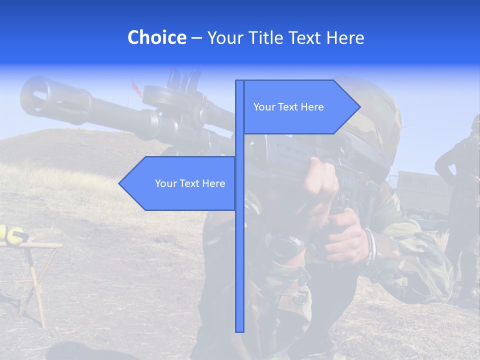 Real Camouflaged Soldier Aiming. PowerPoint Template