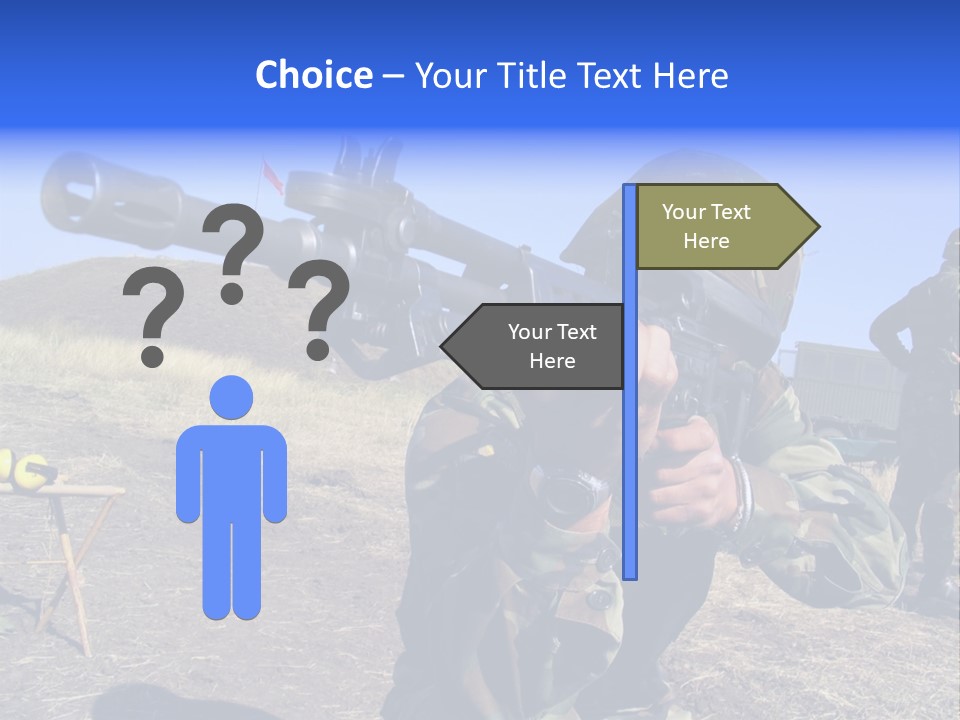 Real Camouflaged Soldier Aiming. PowerPoint Template