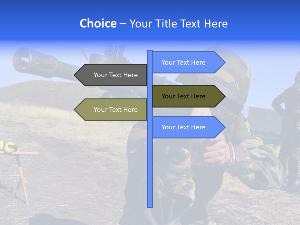 Real Camouflaged Soldier Aiming. PowerPoint Template
