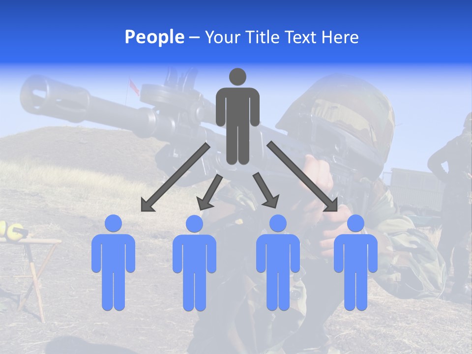 Real Camouflaged Soldier Aiming. PowerPoint Template