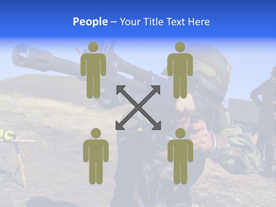 Real Camouflaged Soldier Aiming. PowerPoint Template
