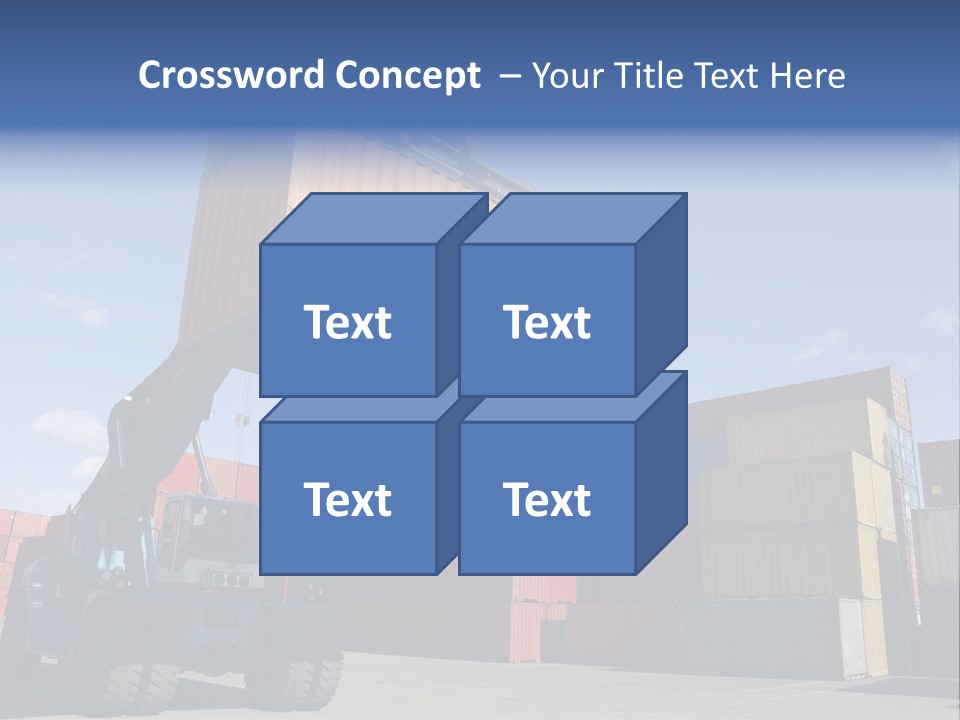 Forklift Truck Moving Containers In A Busy Commercial Port PowerPoint Template