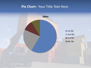 Forklift Truck Moving Containers In A Busy Commercial Port PowerPoint Template