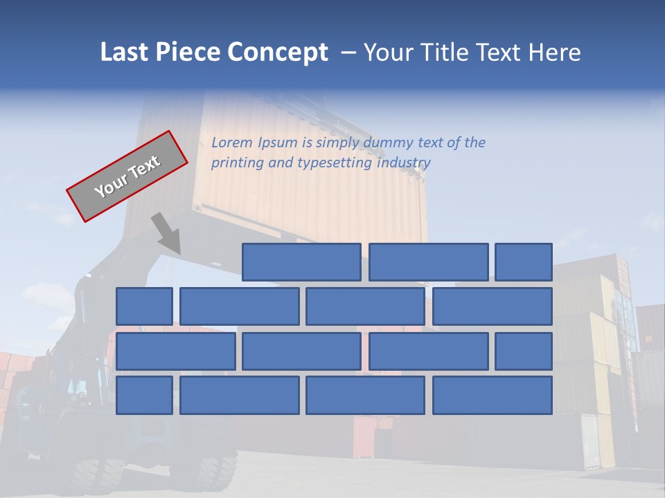 Forklift Truck Moving Containers In A Busy Commercial Port PowerPoint Template