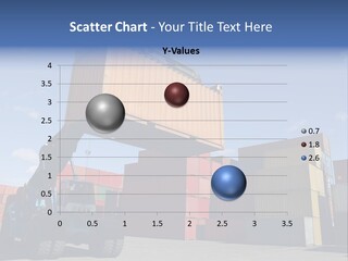 Forklift Truck Moving Containers In A Busy Commercial Port PowerPoint Template