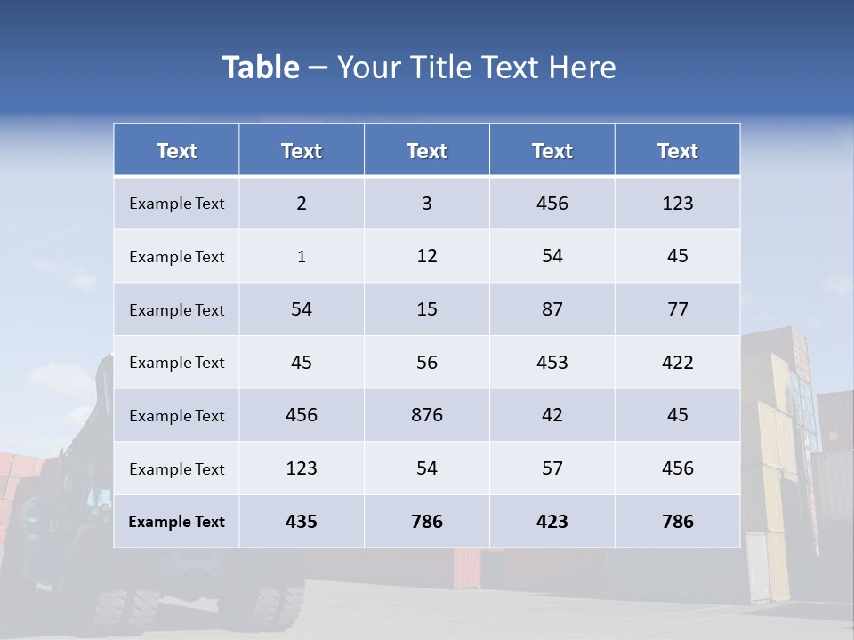 Forklift Truck Moving Containers In A Busy Commercial Port PowerPoint Template
