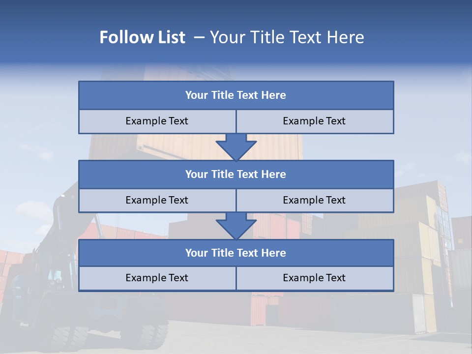 Forklift Truck Moving Containers In A Busy Commercial Port PowerPoint Template