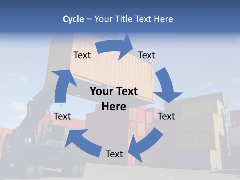 Forklift Truck Moving Containers In A Busy Commercial Port PowerPoint Template