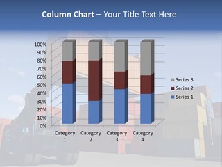 Forklift Truck Moving Containers In A Busy Commercial Port PowerPoint Template