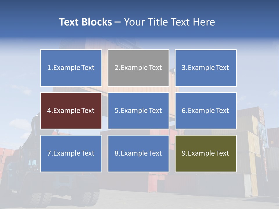 Forklift Truck Moving Containers In A Busy Commercial Port PowerPoint Template