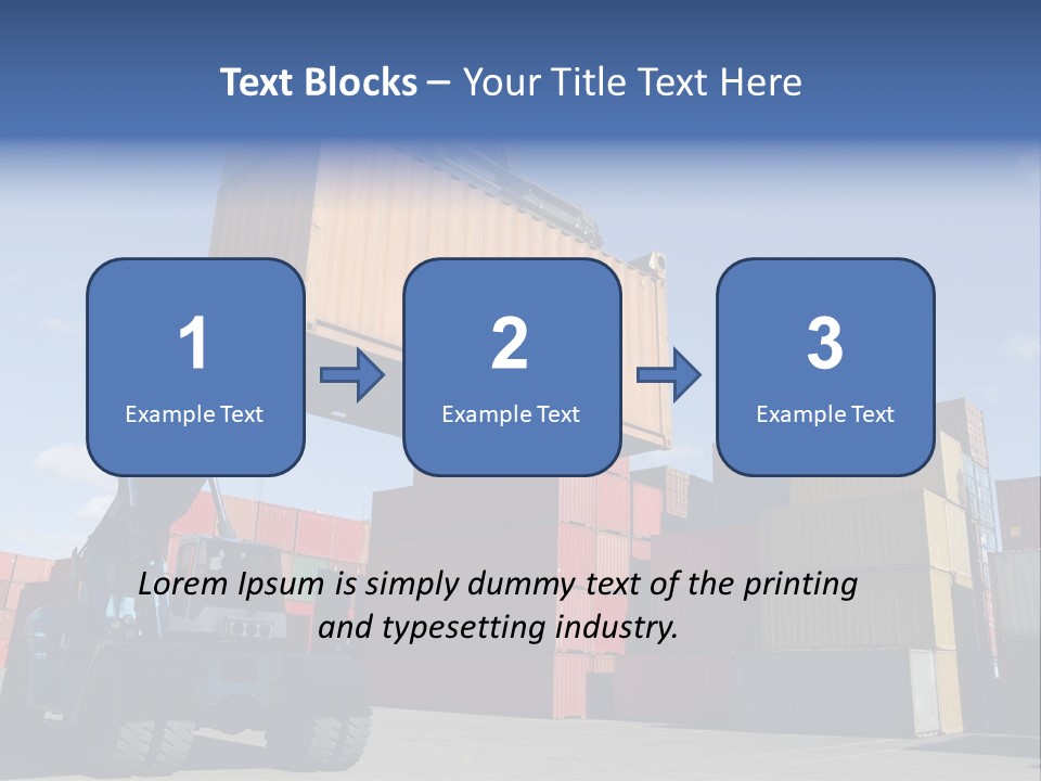 Forklift Truck Moving Containers In A Busy Commercial Port PowerPoint Template