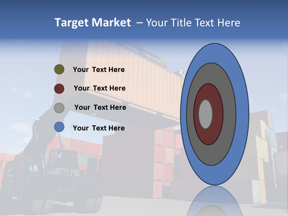 Forklift Truck Moving Containers In A Busy Commercial Port PowerPoint Template