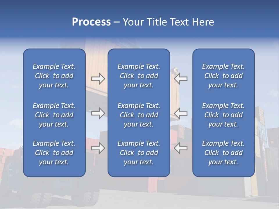 Forklift Truck Moving Containers In A Busy Commercial Port PowerPoint Template