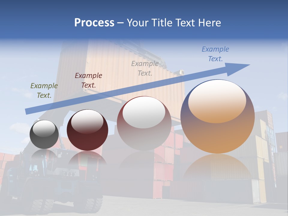 Forklift Truck Moving Containers In A Busy Commercial Port PowerPoint Template