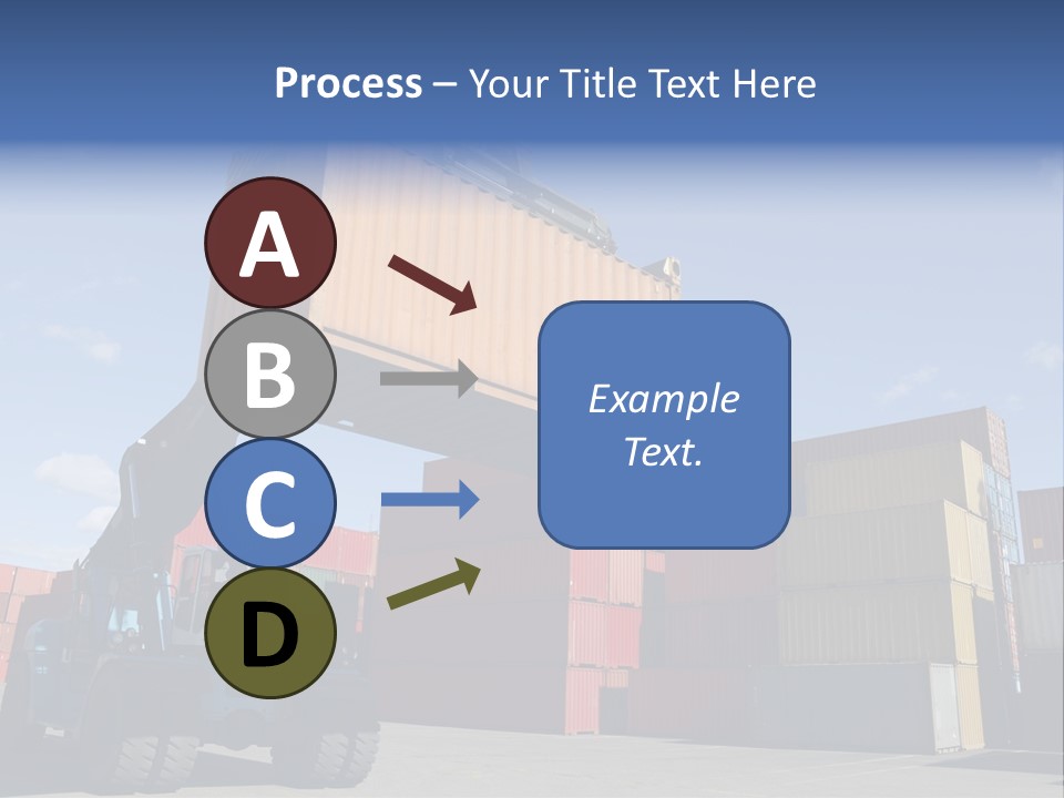 Forklift Truck Moving Containers In A Busy Commercial Port PowerPoint Template