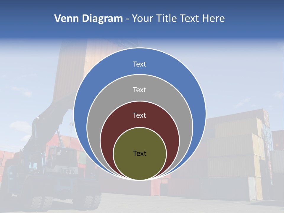Forklift Truck Moving Containers In A Busy Commercial Port PowerPoint Template
